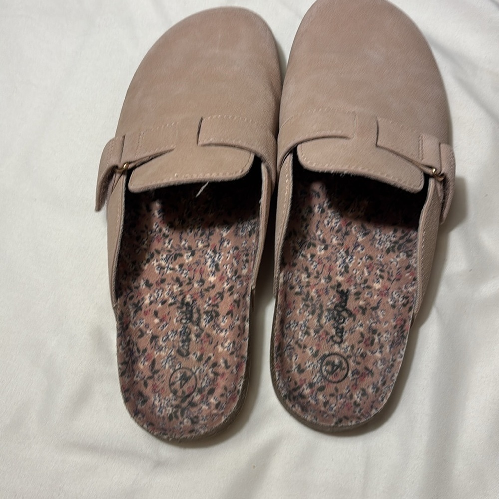 Mules slides clogs blush- pink/beige one buckle